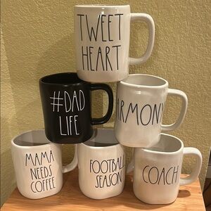 Rae Dunn White and Black Ceramic Mug Set, choose 1